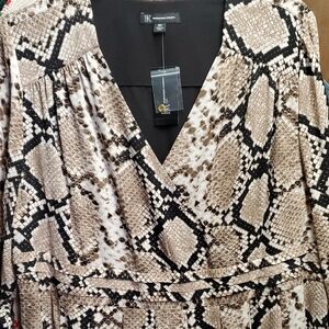 INC International Concepts Snake Pattern V-Neck Dress